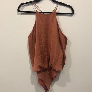 Zara copper toned blouse style bodysuit